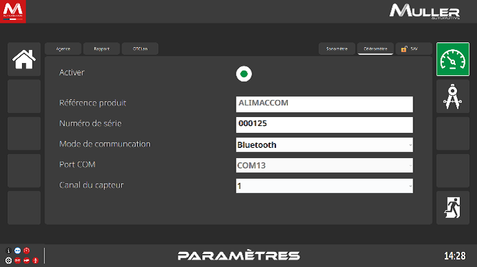 Paramétrage Bluetooth dans logiciel