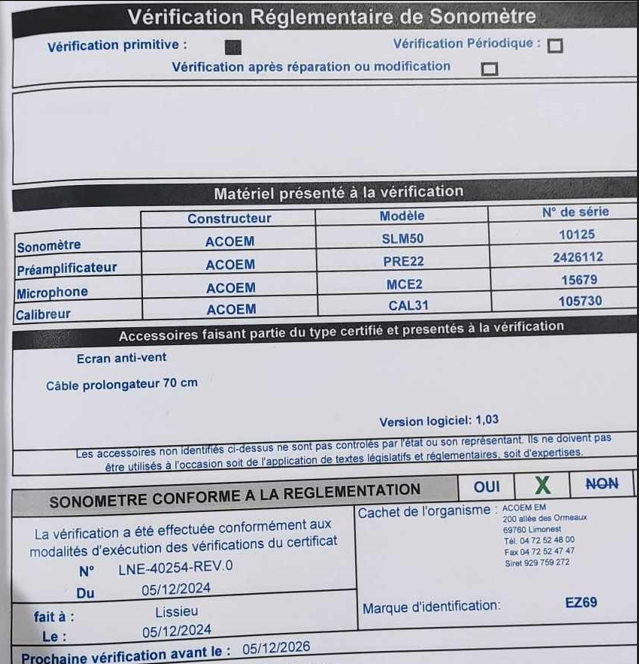 Fiche vérification réglementaire